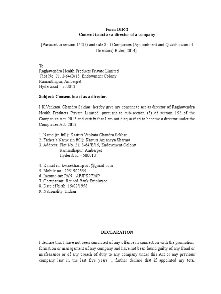 Dir Forms Companies Act