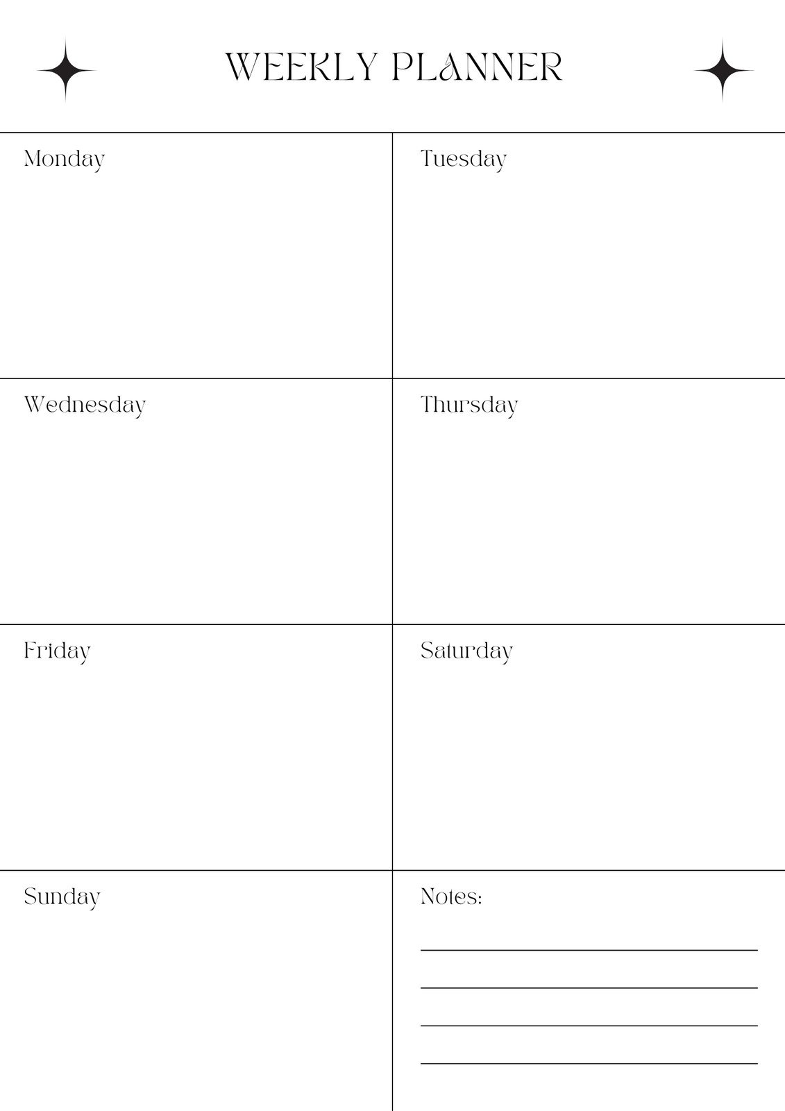 Free Printable Weekly Calendar Blank