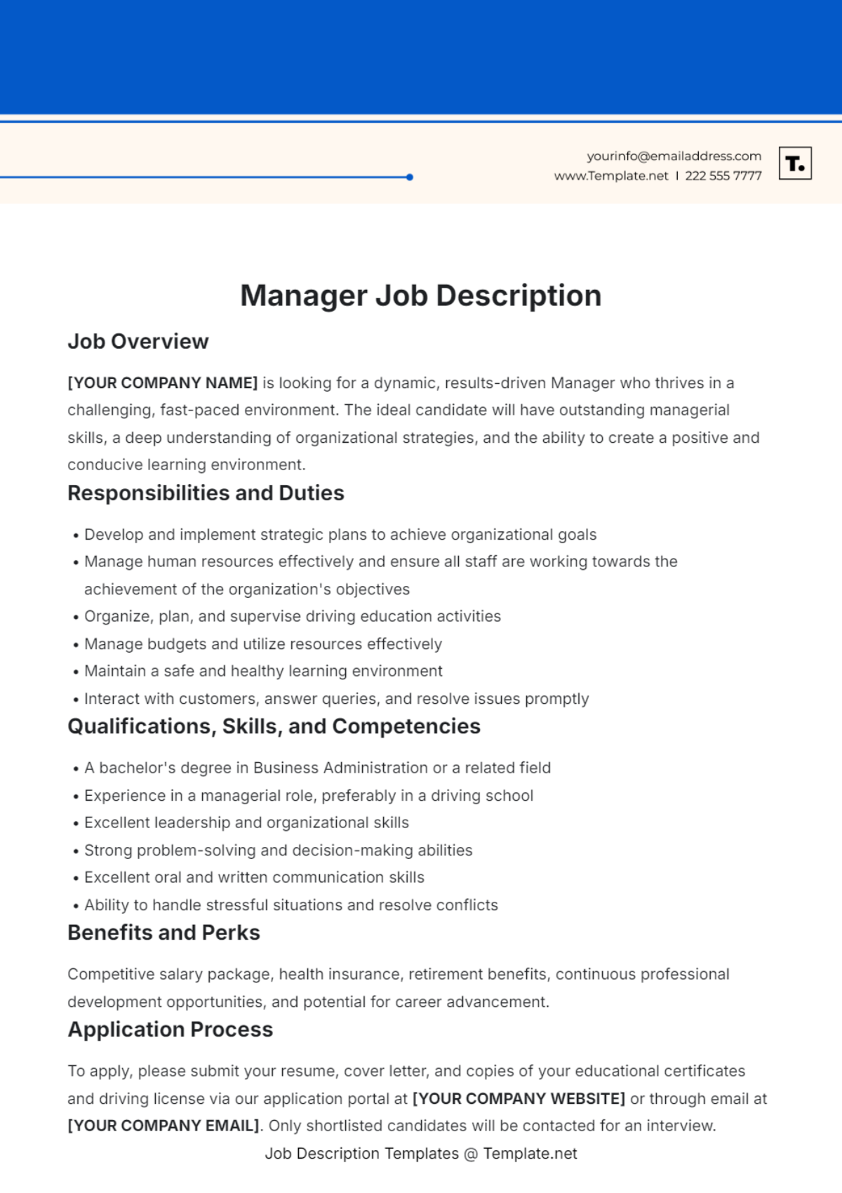 Free Job Description Templates To Edit Online amp Print