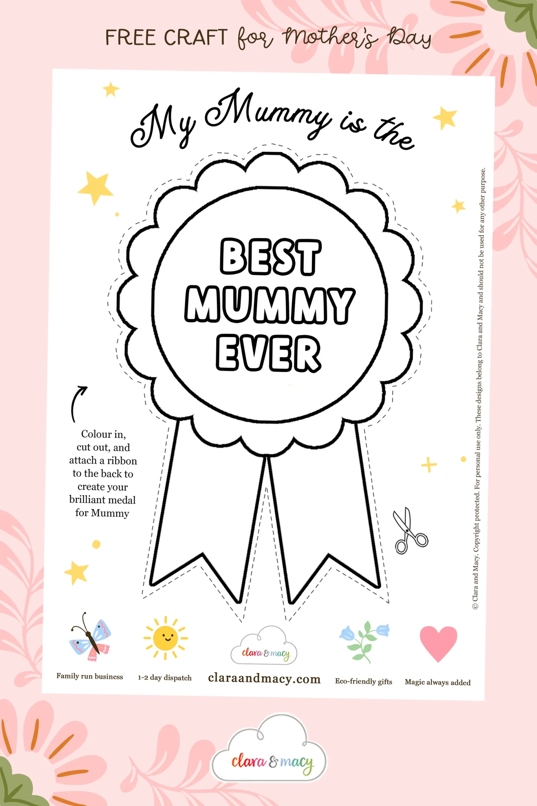 Free Kids Craft Mother s Day Medals Clara And Macy