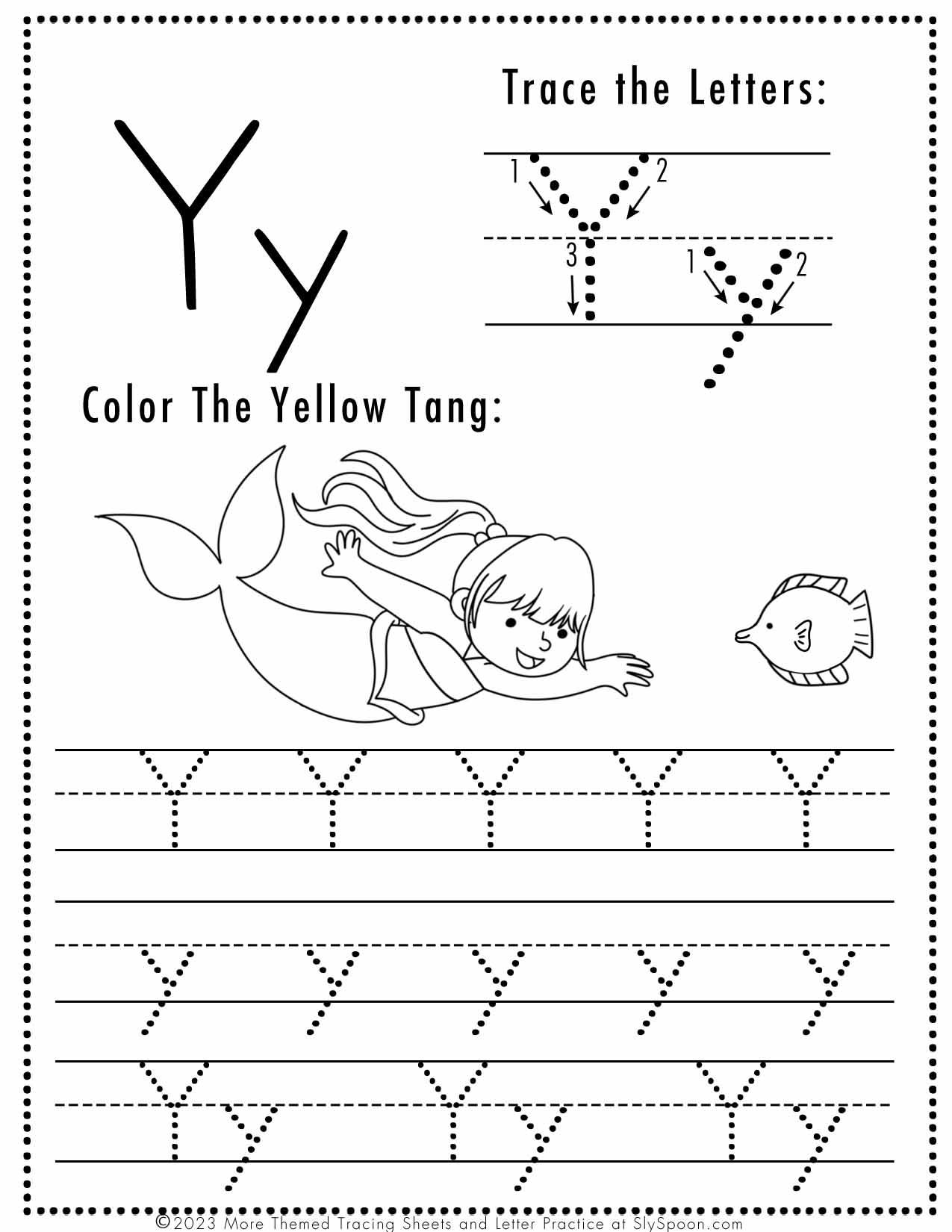 Free Printable Letter Y Tracing Worksheets