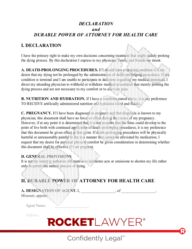 Free Missouri Living Will Make amp Download Rocket Lawyer