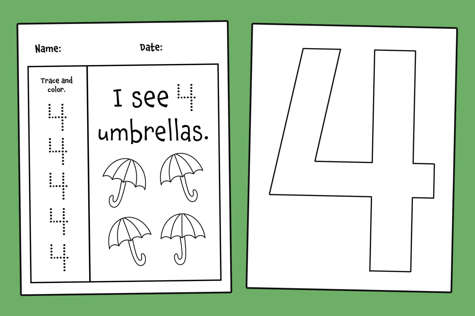 Printables Of The Number 4