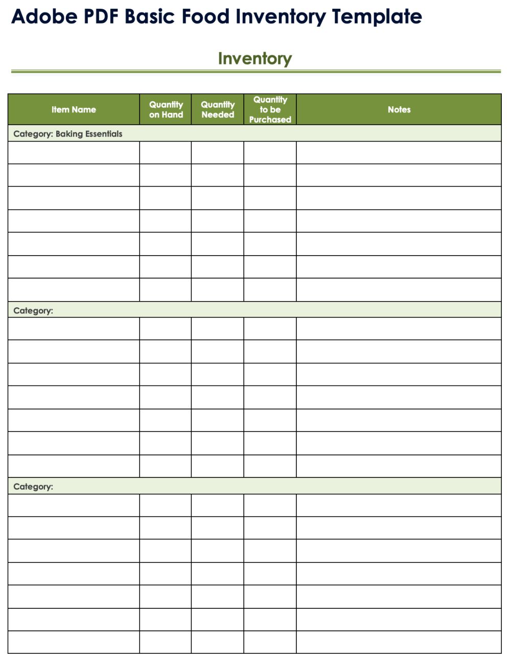 Free PDF Inventory Sheets amp Templates Editable amp Printable