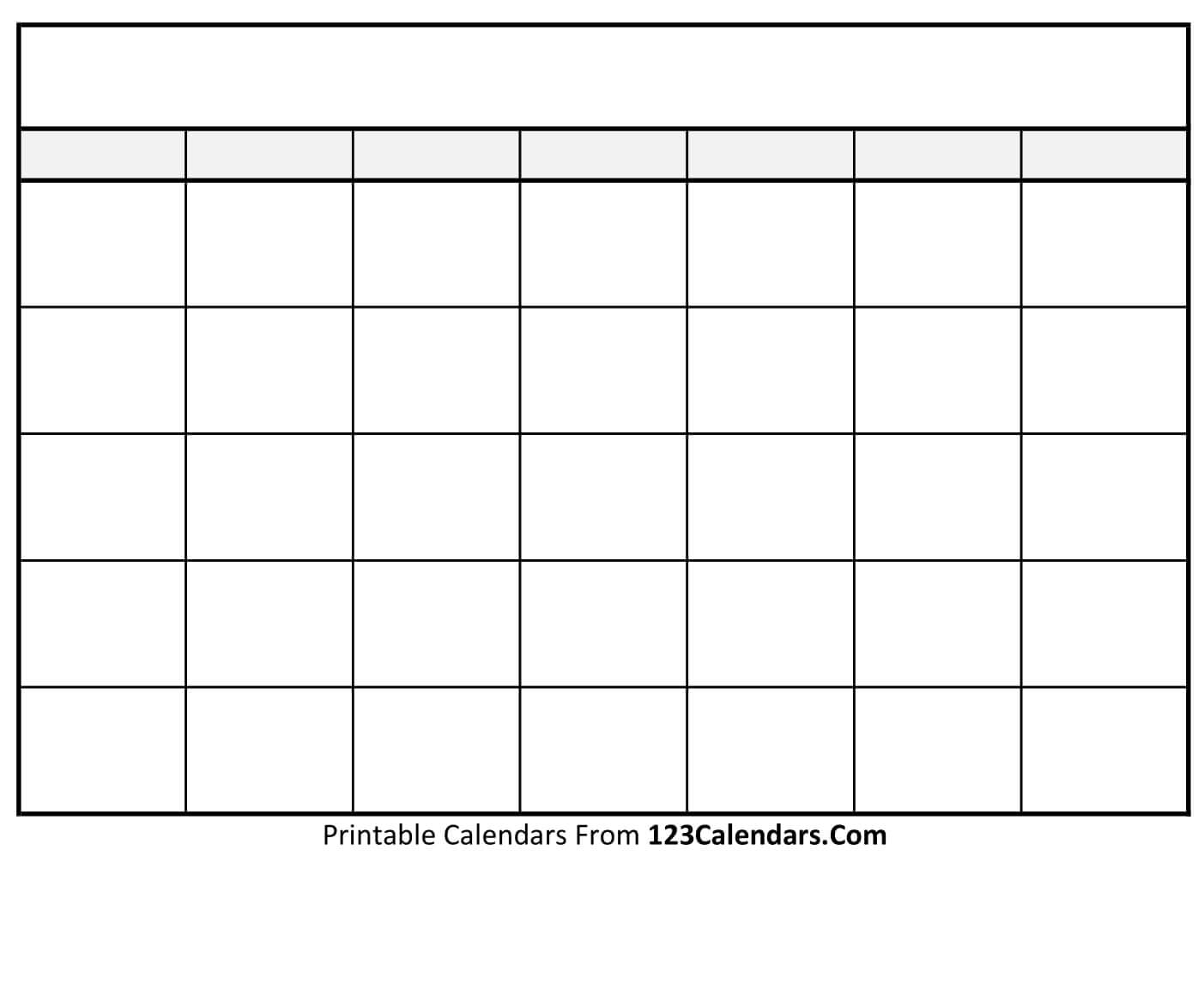 Printable Blank Monthly Calendar Free
