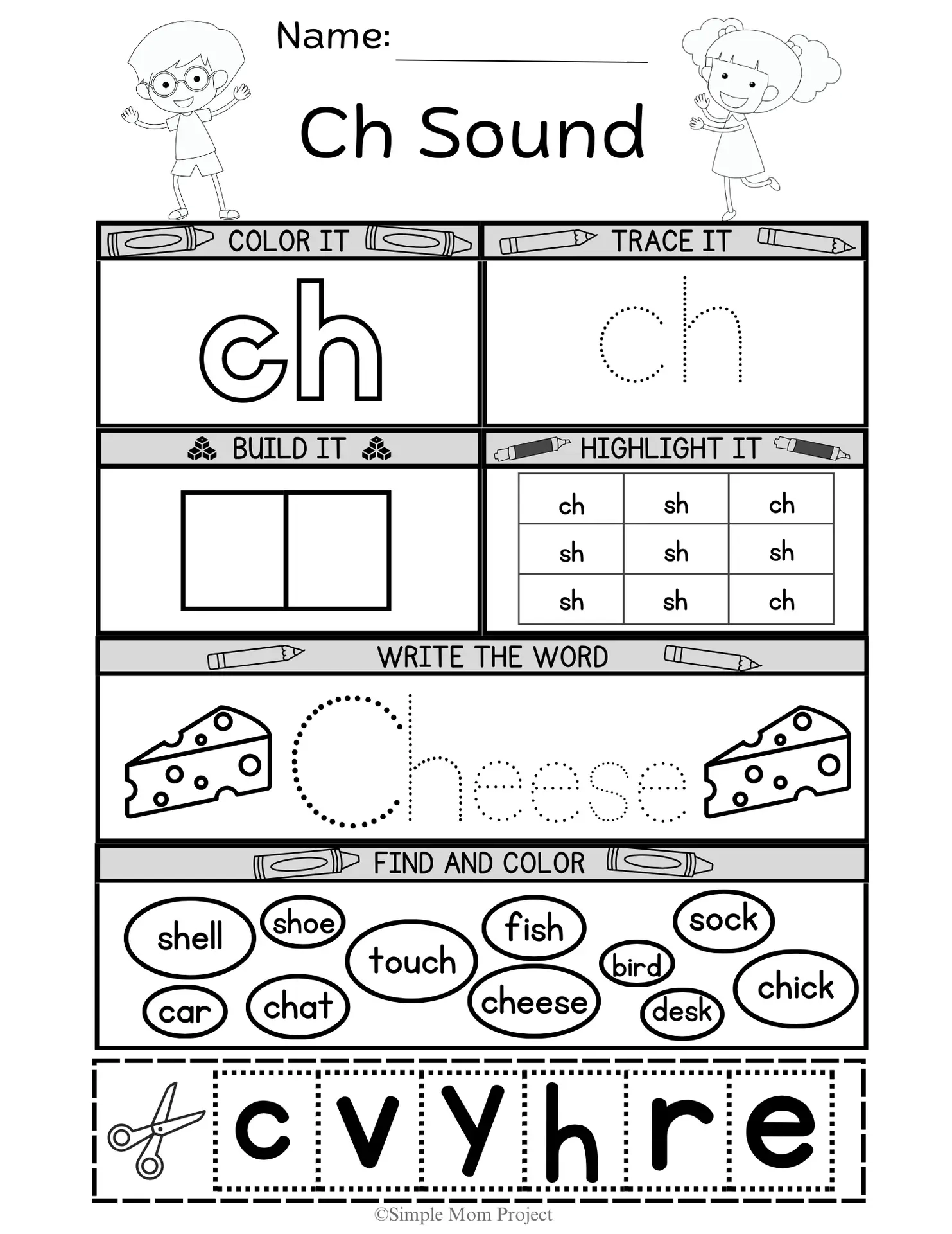 Free Printable CH Worksheet For Kids Phonics Activities Simple 