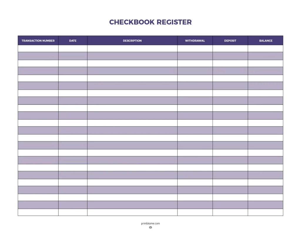 Free Printable Check Registers 28 Checkbook Ledger PDFs
