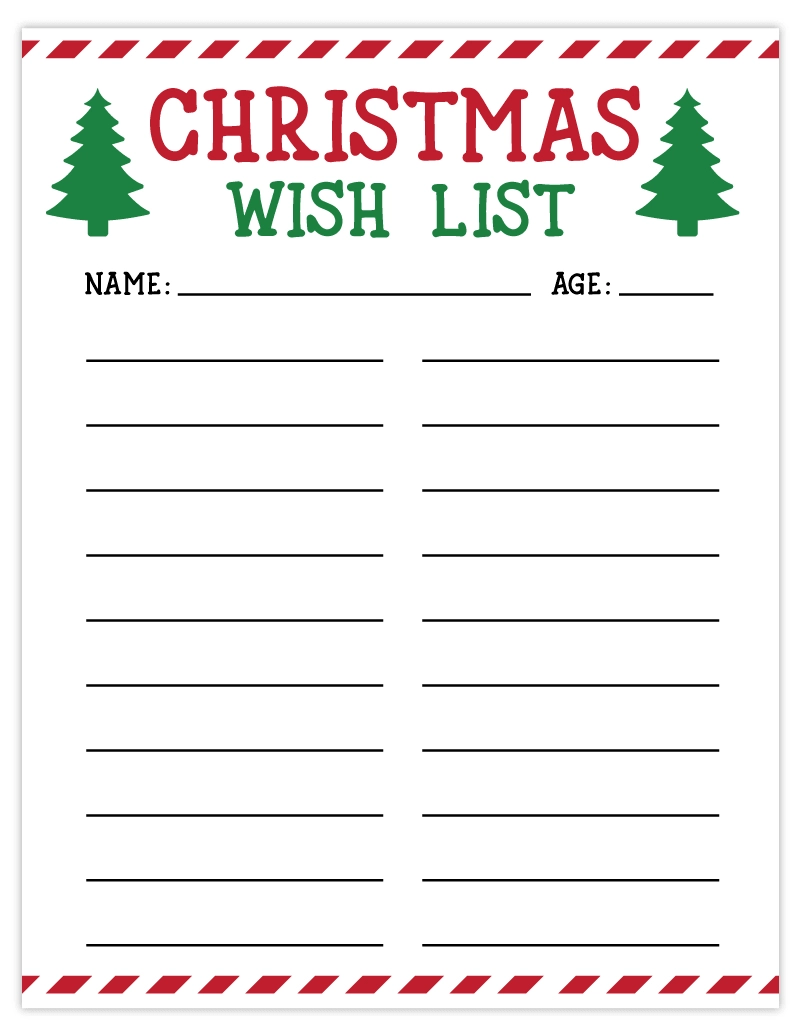 Printable Christmas List Template