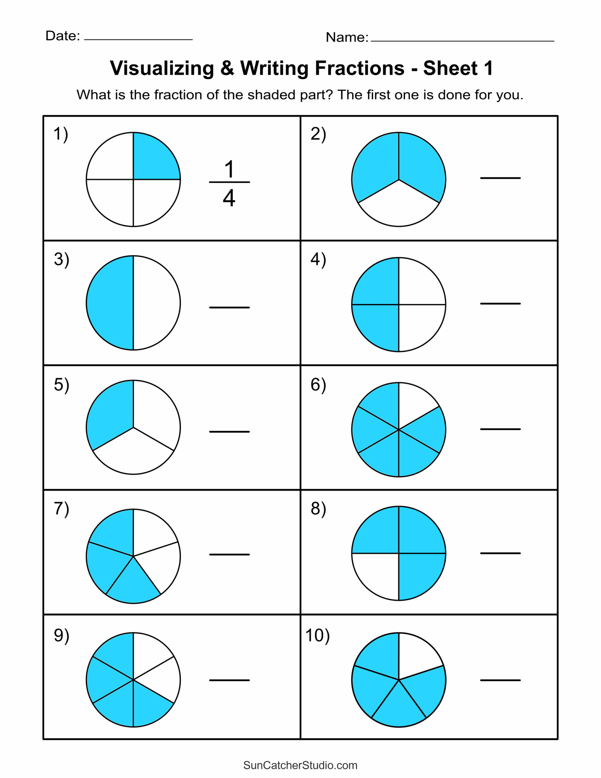 Free Printable Fractions Worksheets Comparing amp Identifying 
