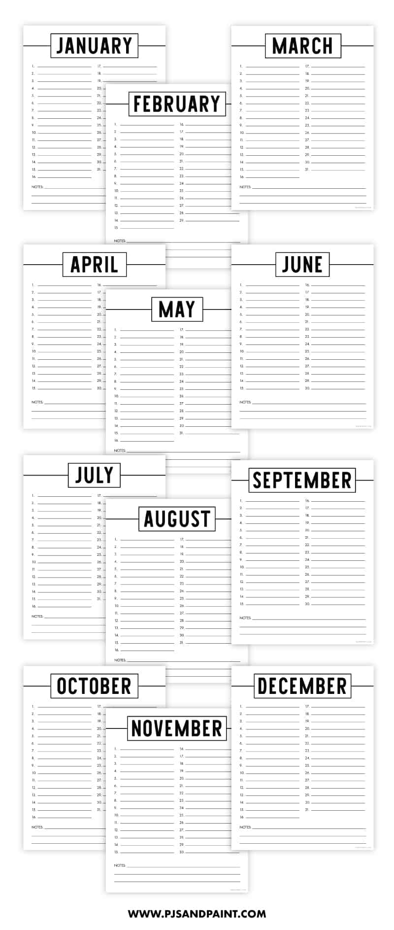 Free Blank Perpetual Calendar Printable