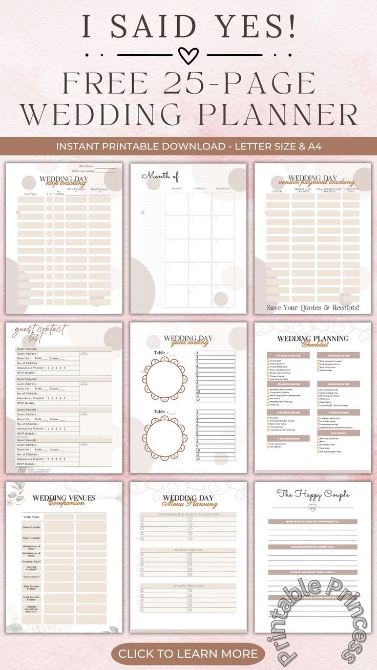 Wedding Planner Printable Free