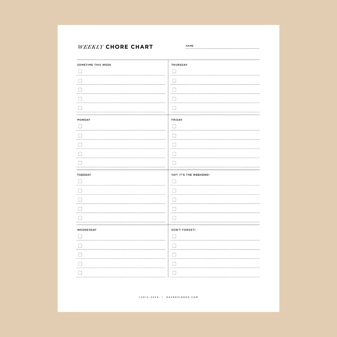 Free Printable Chore Chart Templates