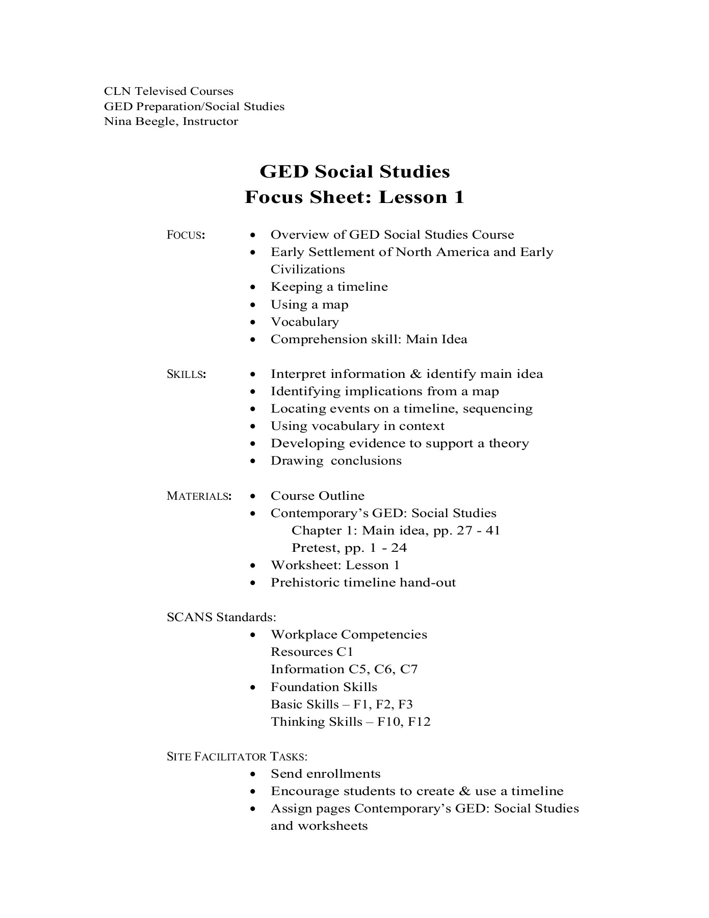 Free Printable Ged Social Studies Worksheets
