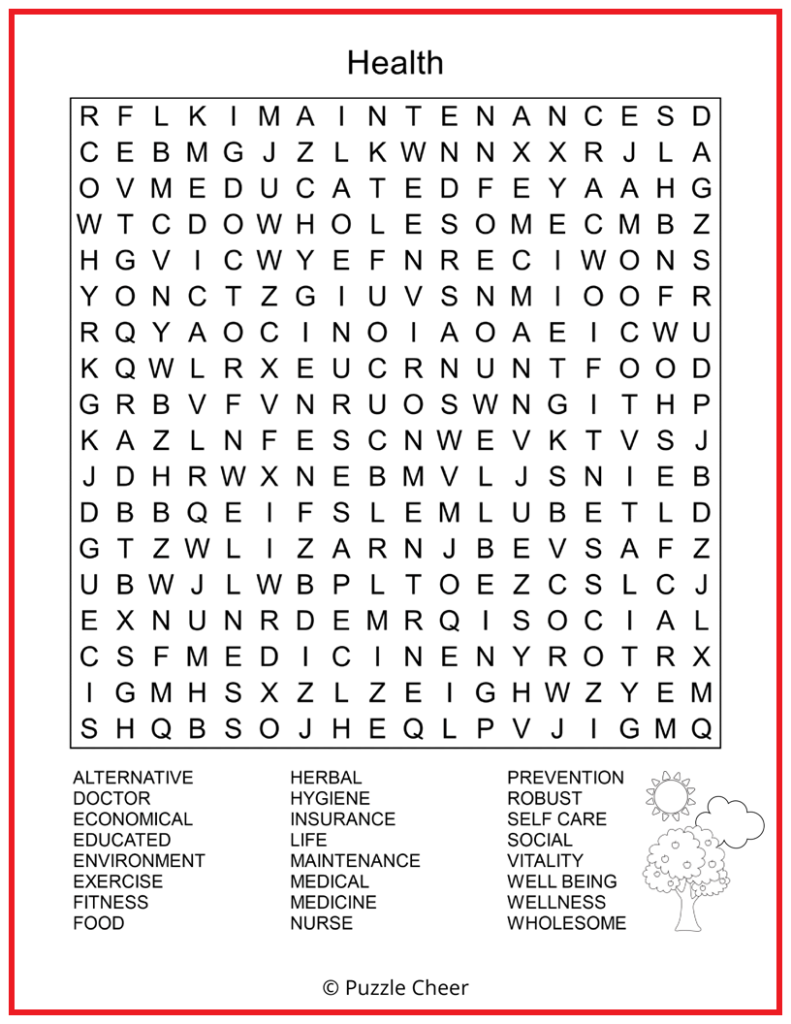 Health And Beauty Printable Crossword Puzzles