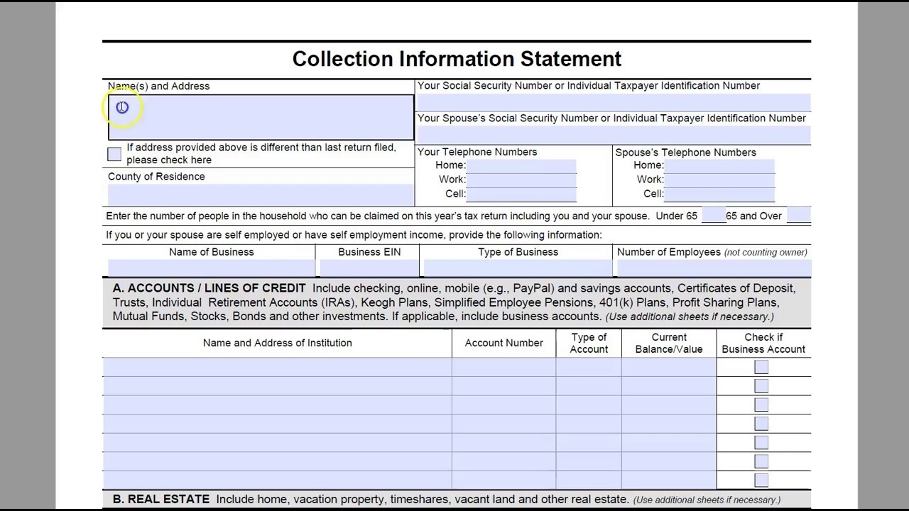 How To Complete IRS Form 433 F