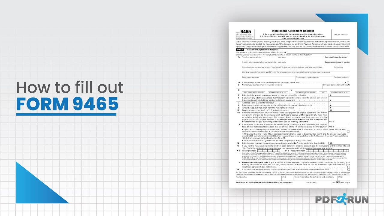 Irs Payment Arrangement Form 9465