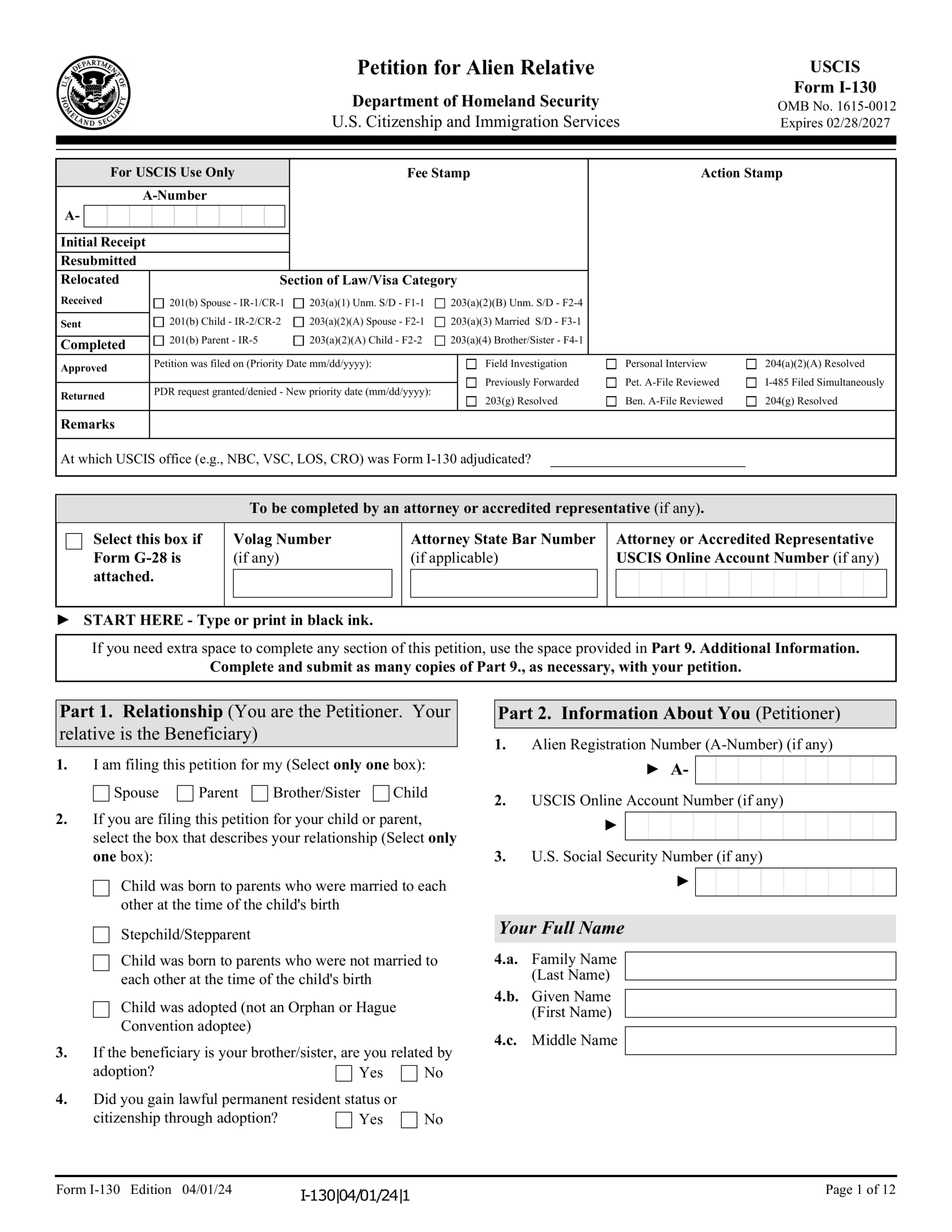I 130 Form 2024 2025 Fill And Edit Online PDF Guru