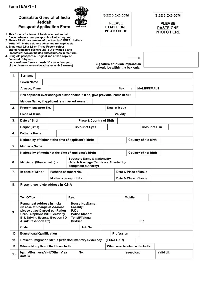 Renew Passport Application Form Printable