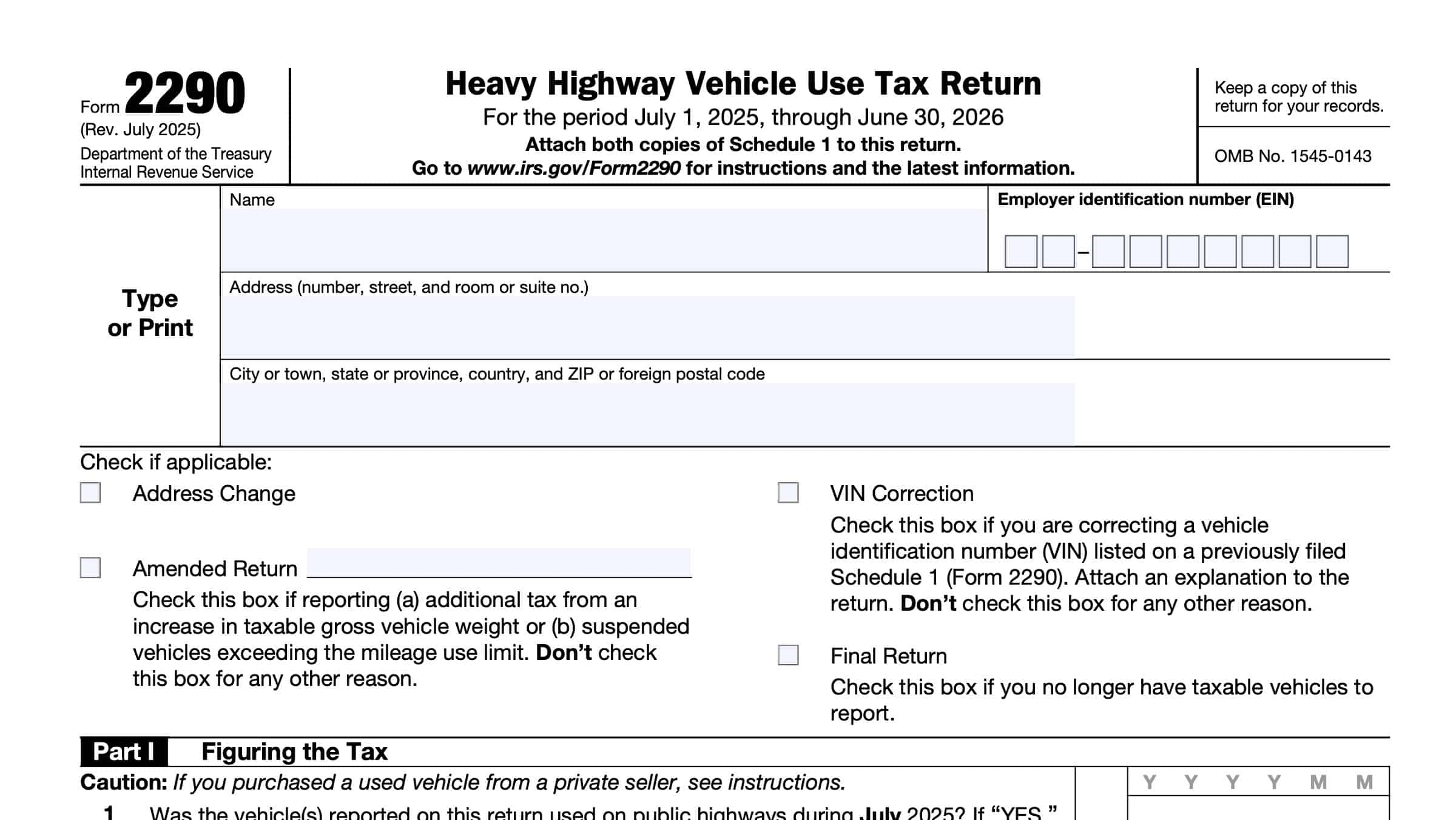 IRS Form 2290 Instructions