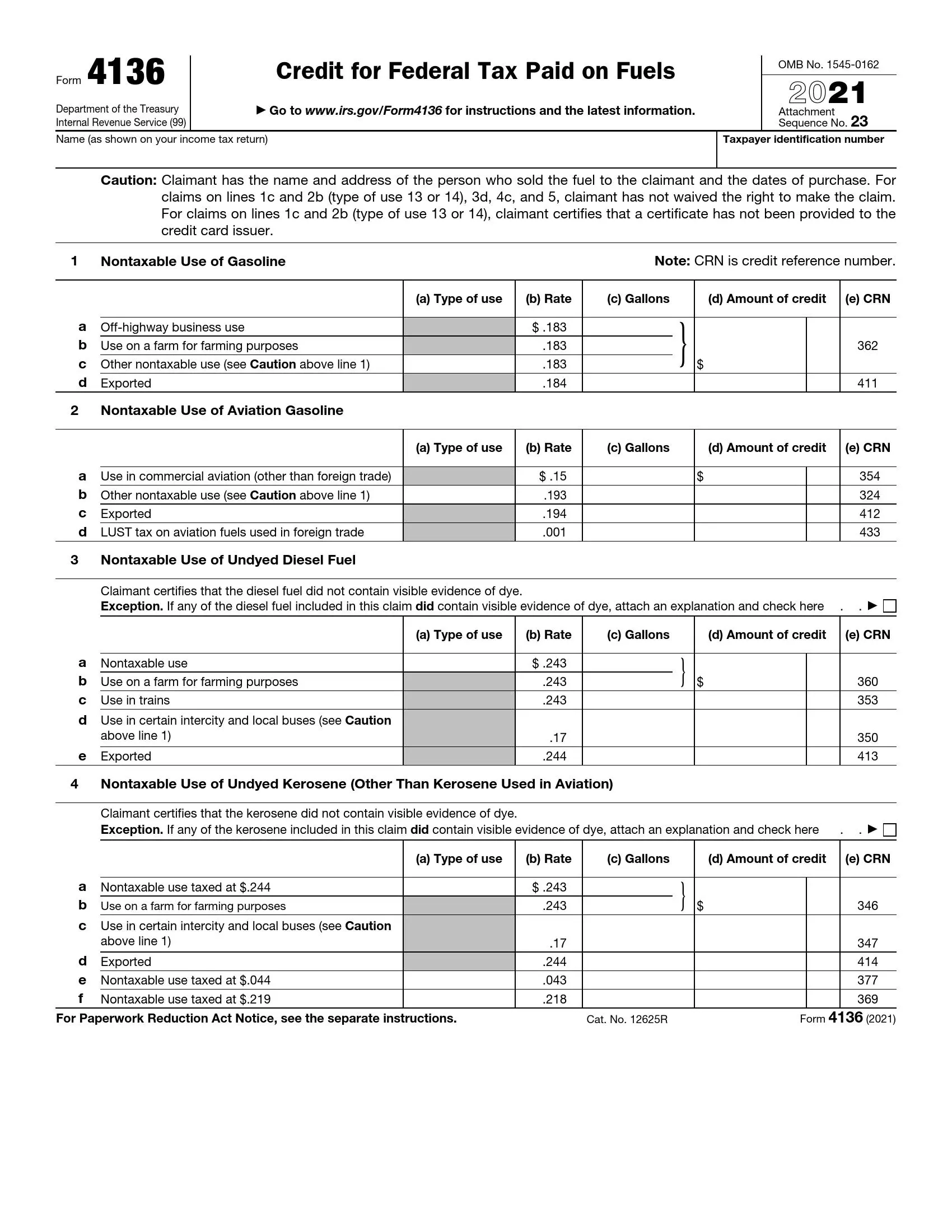 IRS Form 4136 Fill Out Printable PDF Forms Online