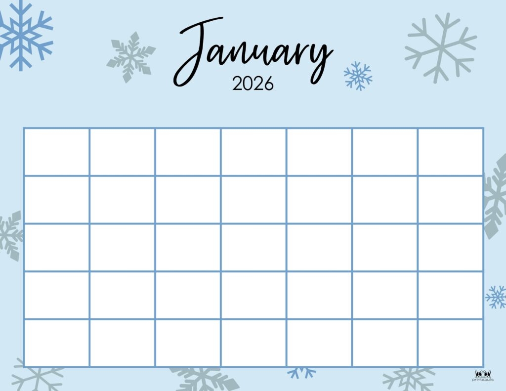 January 2026 Calendars 123 FREE Printables Printabulls