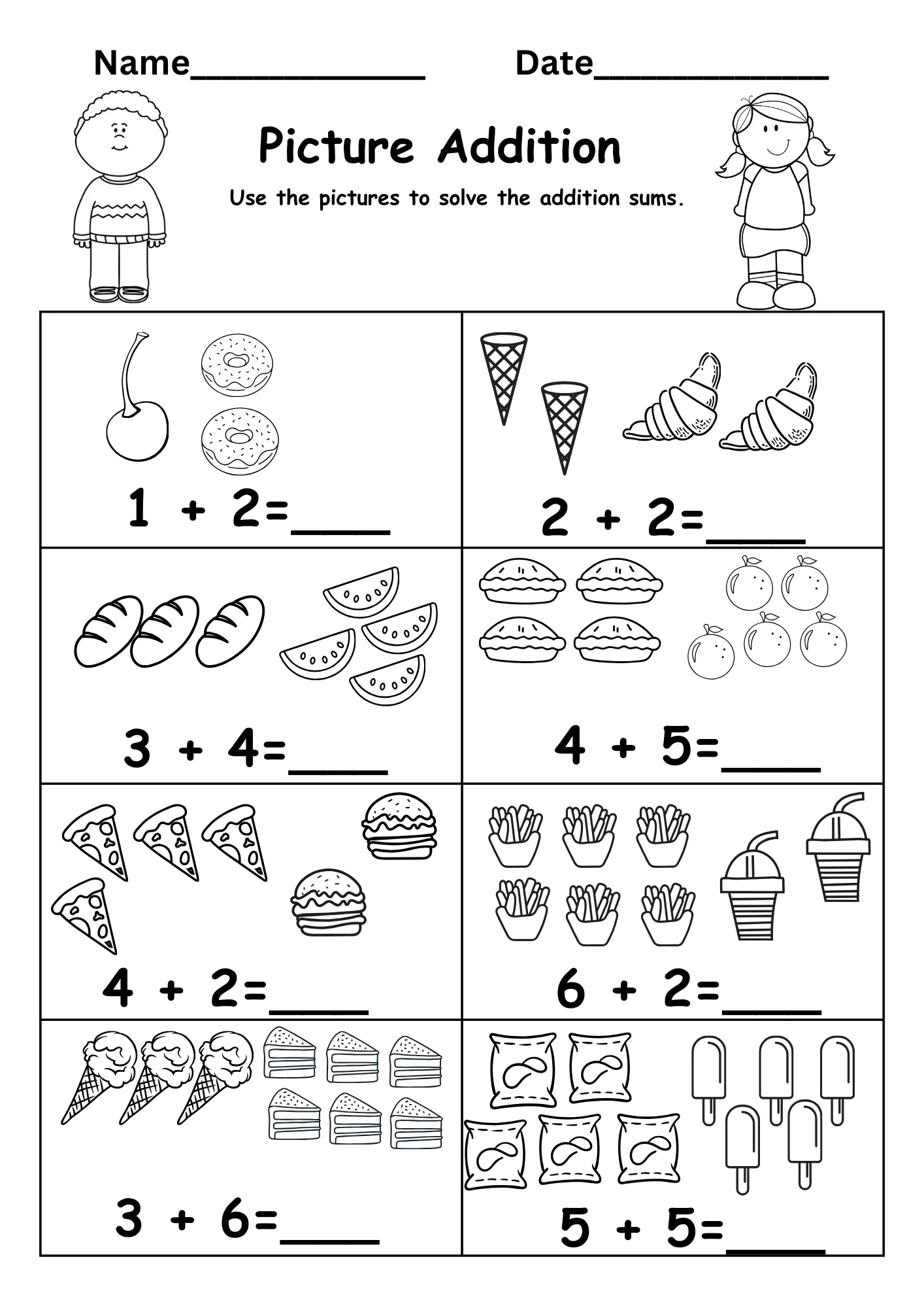 Printable Addition Worksheets For Preschool