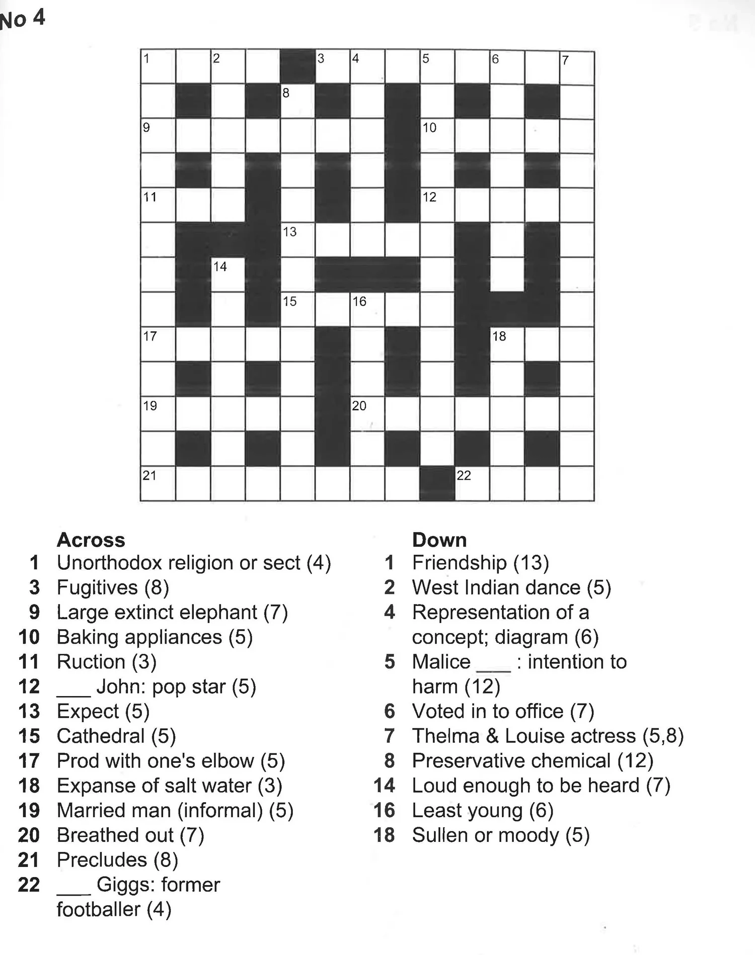 Printable Crosswords Puzzles Free