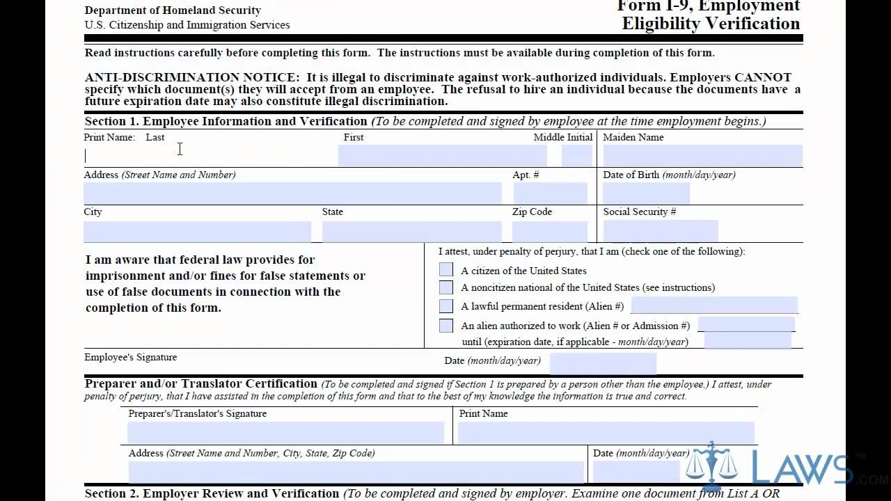 Printable 2026 I9 Form
