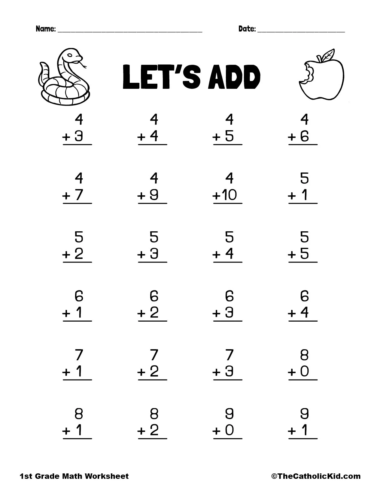Printable School Worksheets For 1st Graders