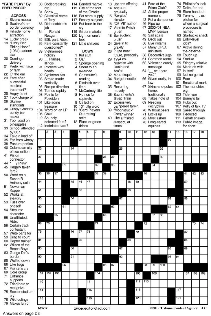 Los Angeles Times Sunday Crossword Puzzle Puzzles Timesargus