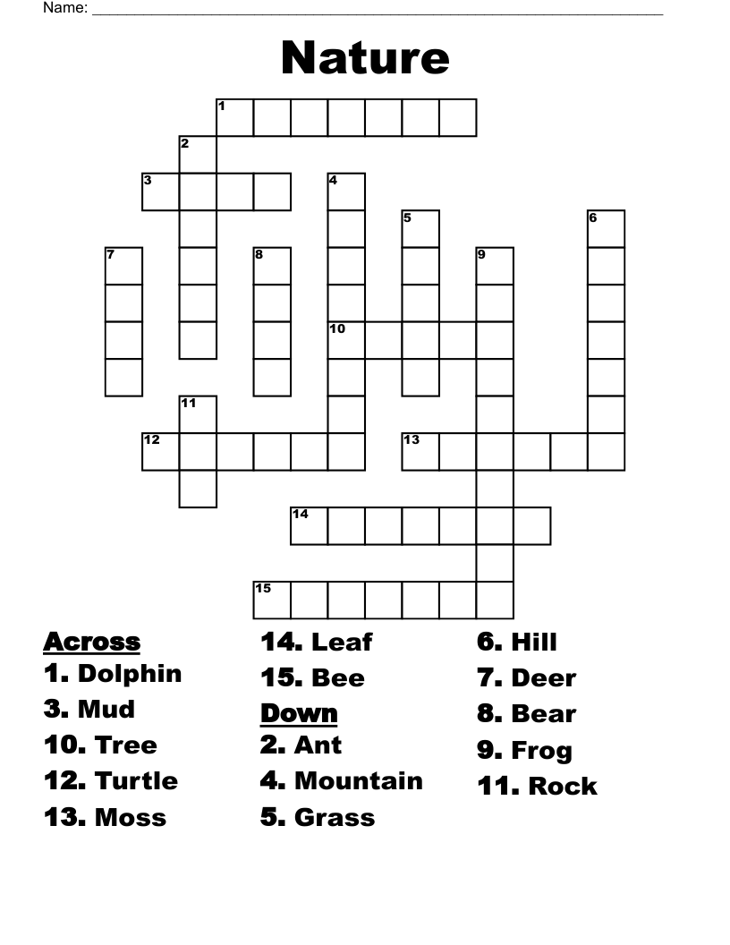 Nature Crossword WordMint