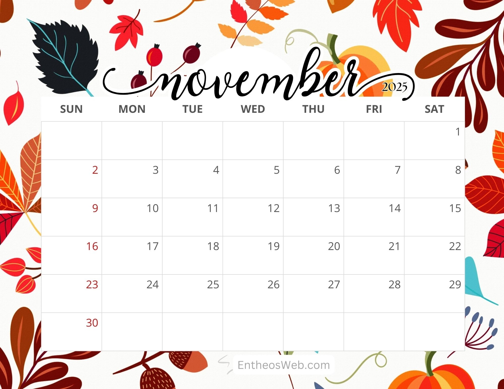 Free Printable Calendars For November