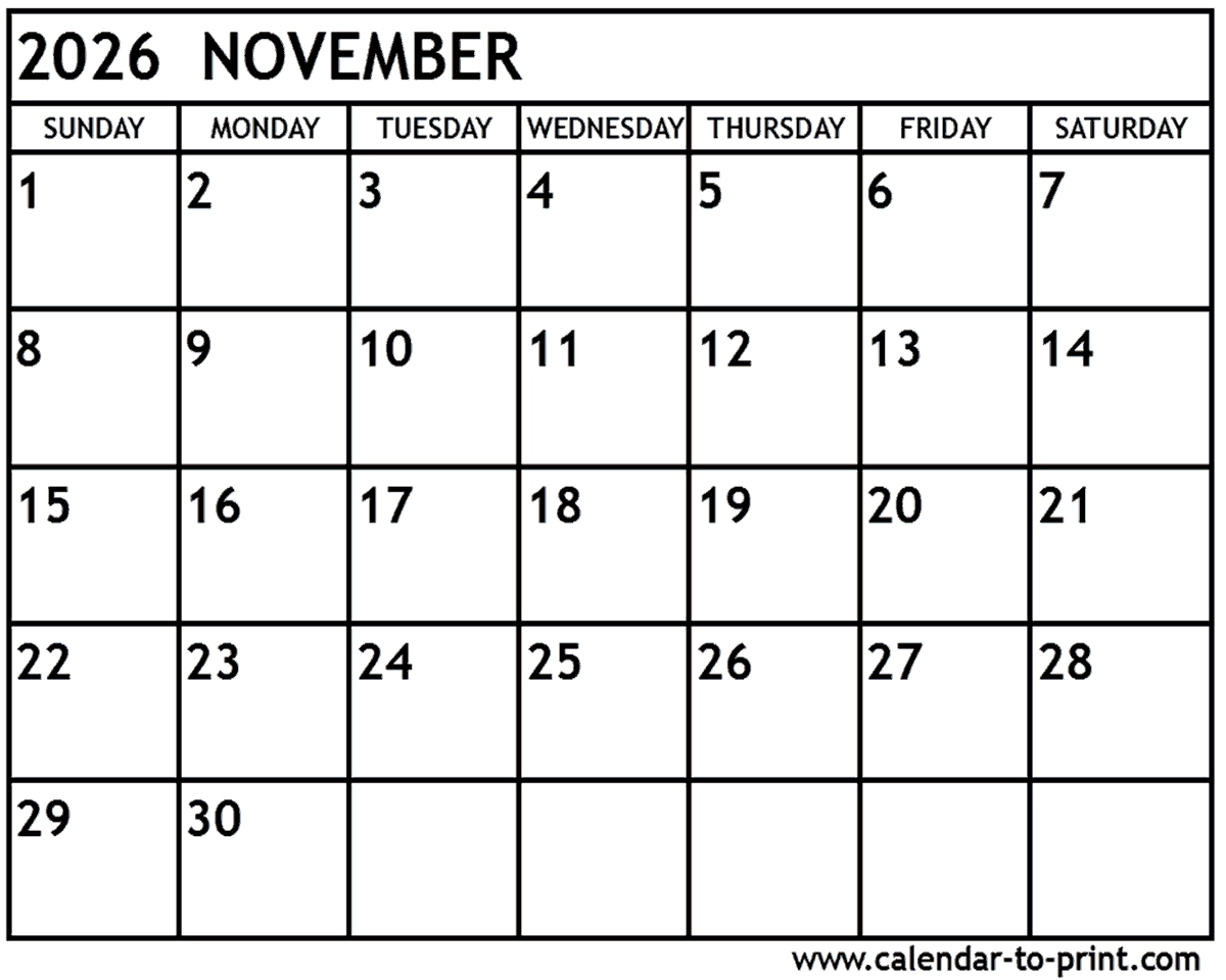 November 2026 Calendar School Academic Calendar