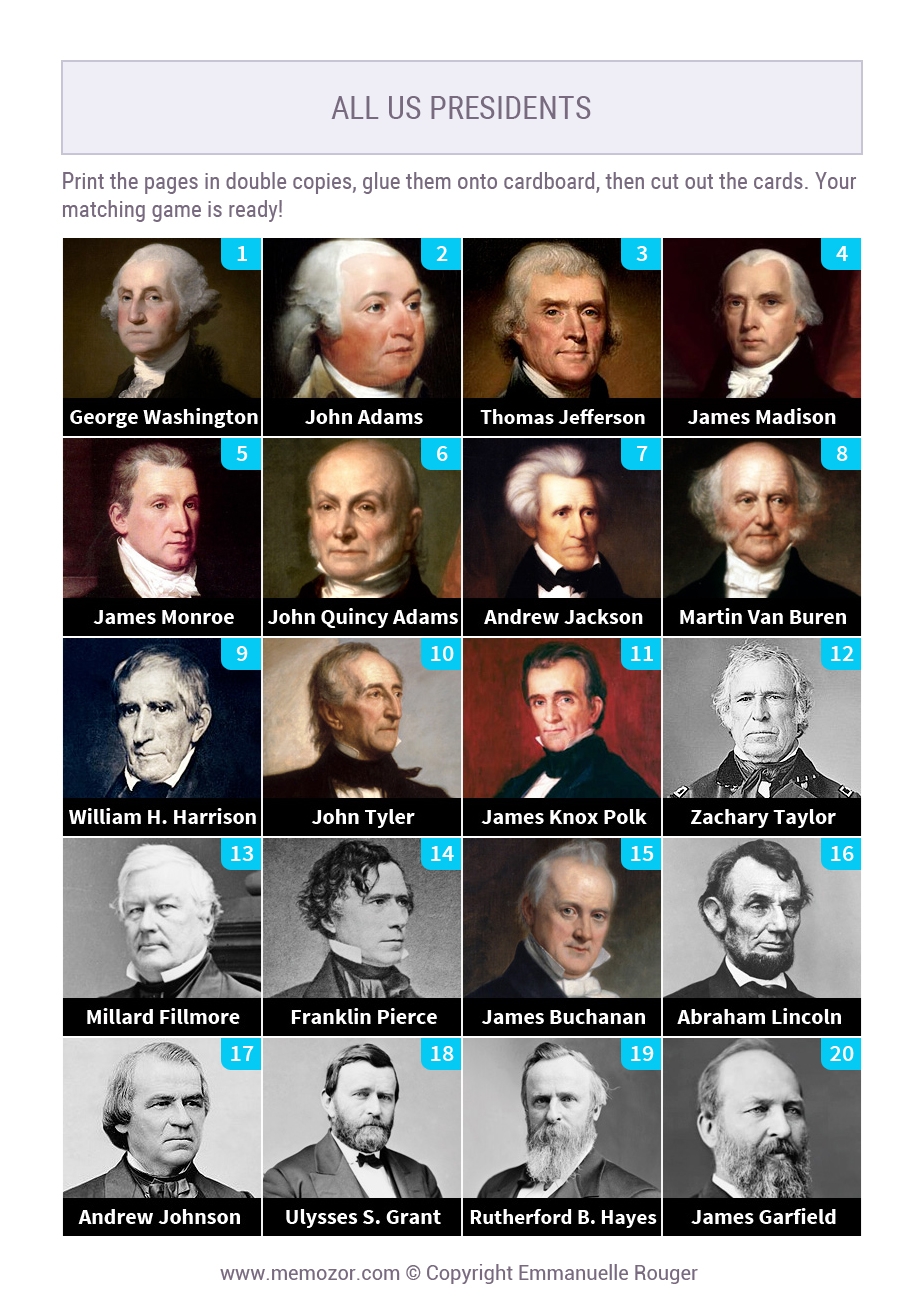 Free Printable Of All Presidents