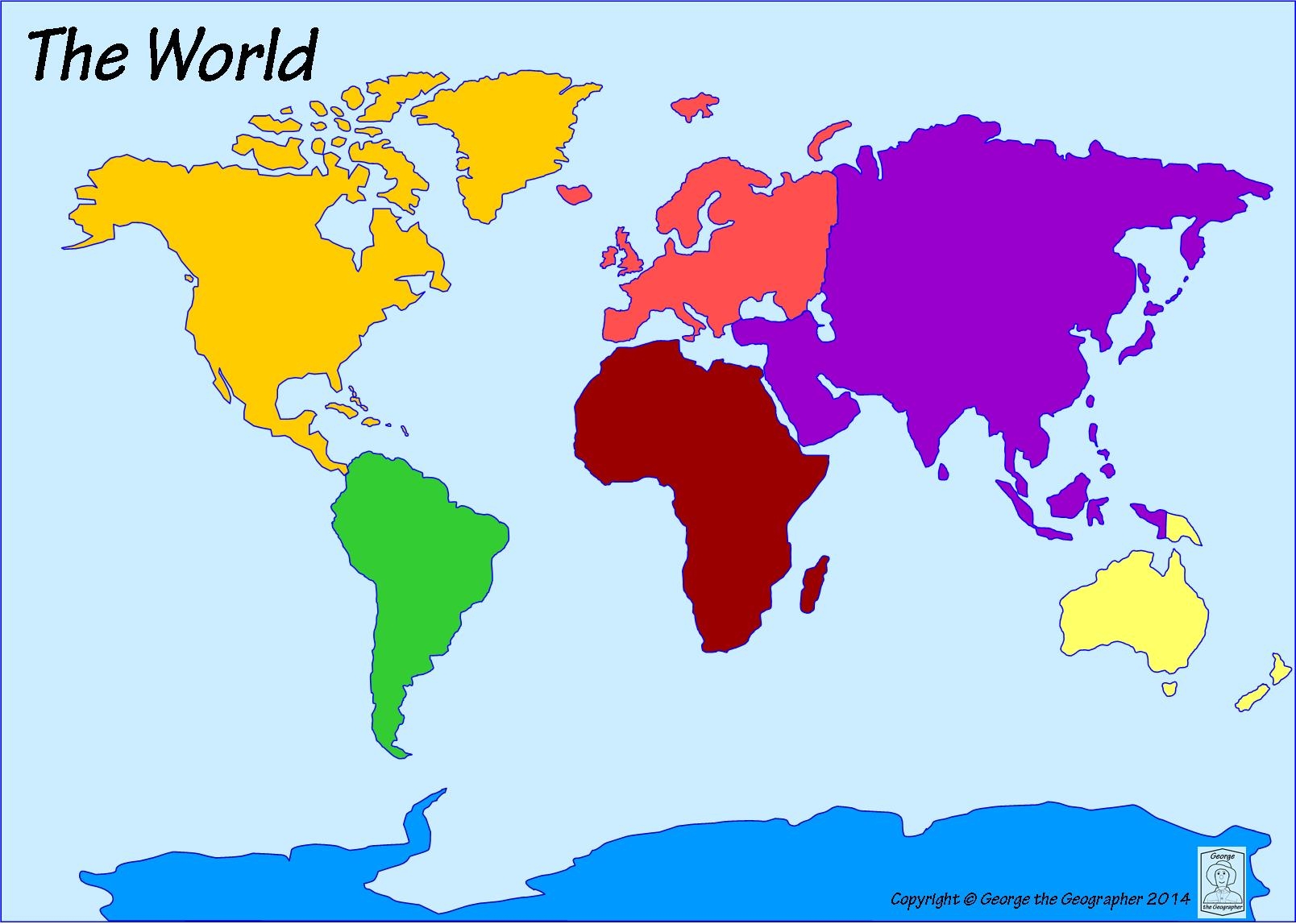 7 Continents Map Worksheet Printable