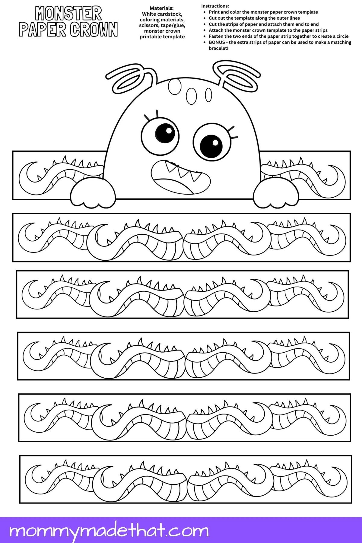 Paper Monster Crown Free Printable Templates 