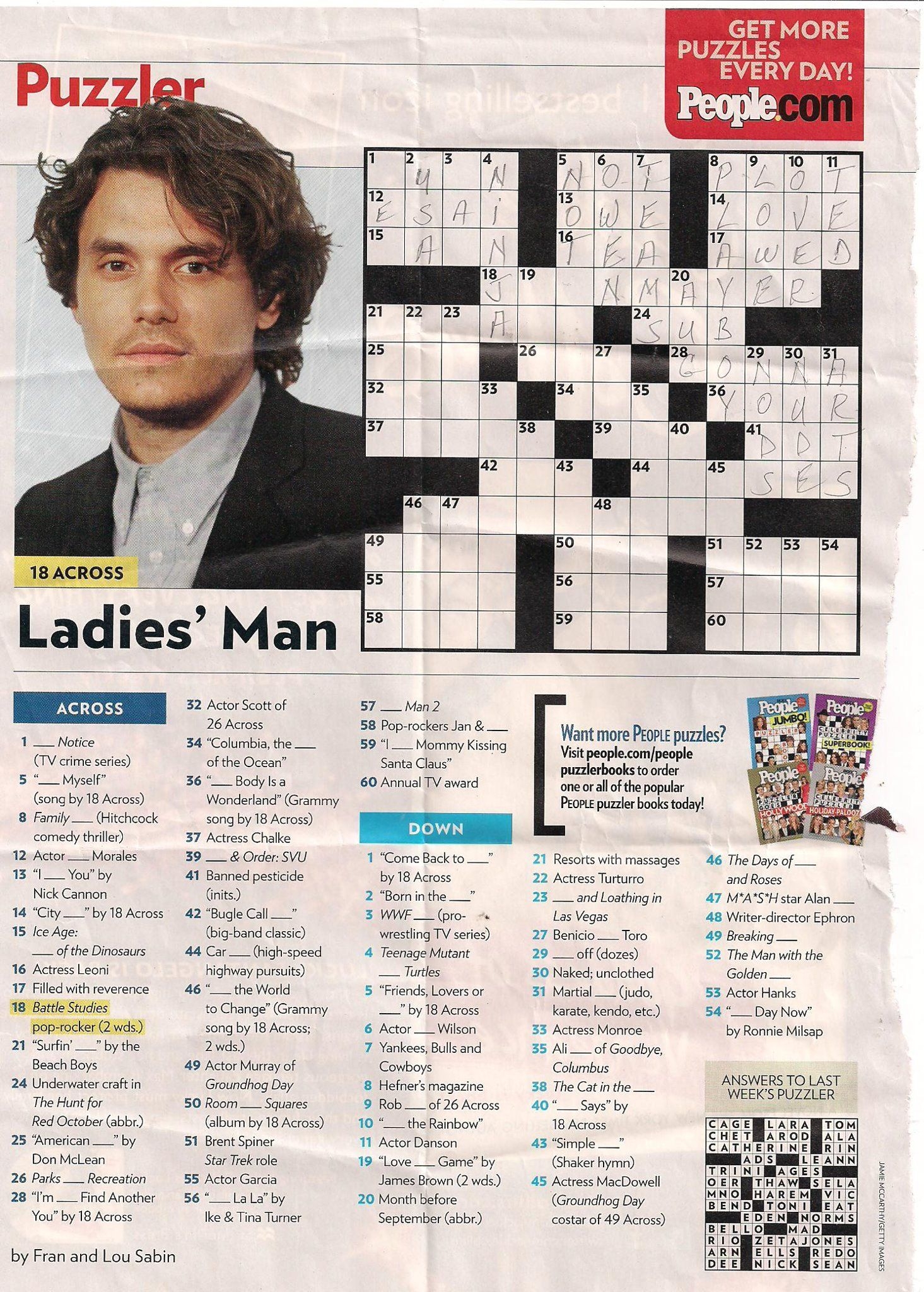 Printable People Magazine Crossword Puzzle
