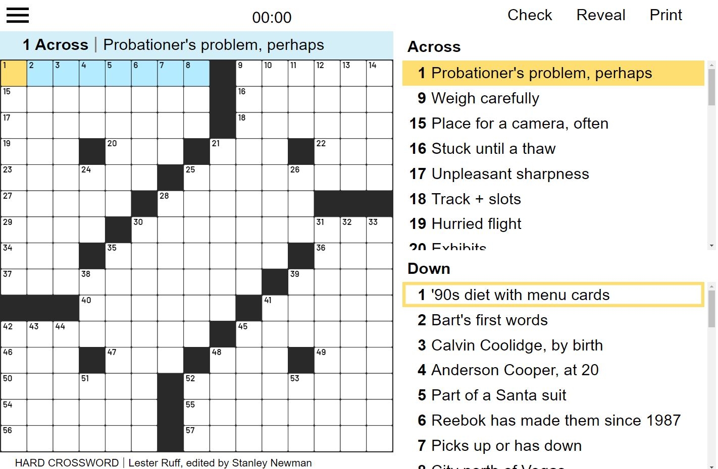 Stanley Newman Printable Crossword Puzzles