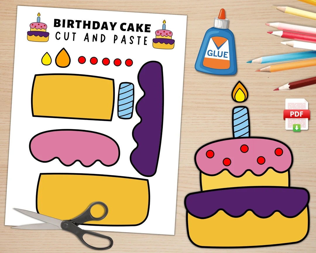 Printable Birthday Cake Craft Template For Kids Birthday 