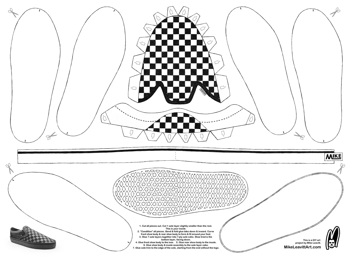 Printable Cardboard Shoe Template DIY Vans MIKE LEAVITT