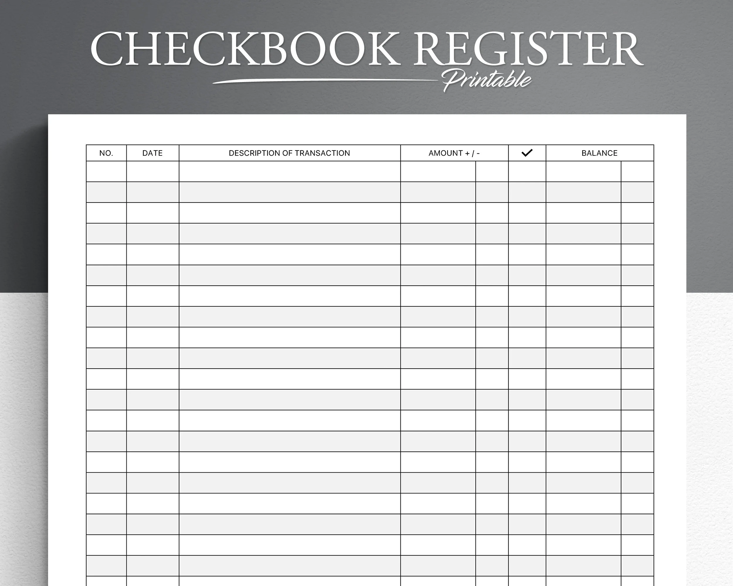 Check Register Template Printable