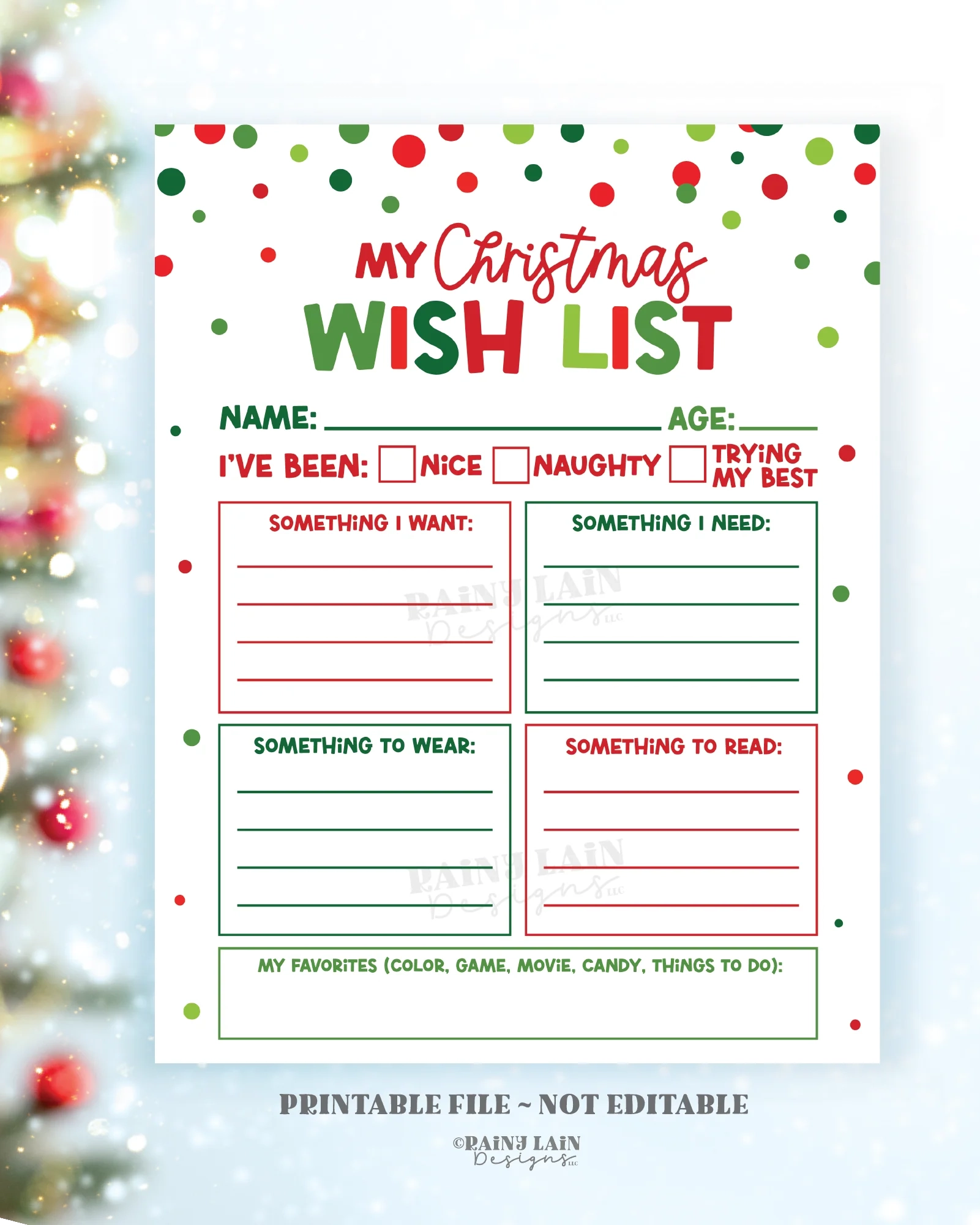 Printable Christmas Wish List For Kids Santa Wish List Holidays 