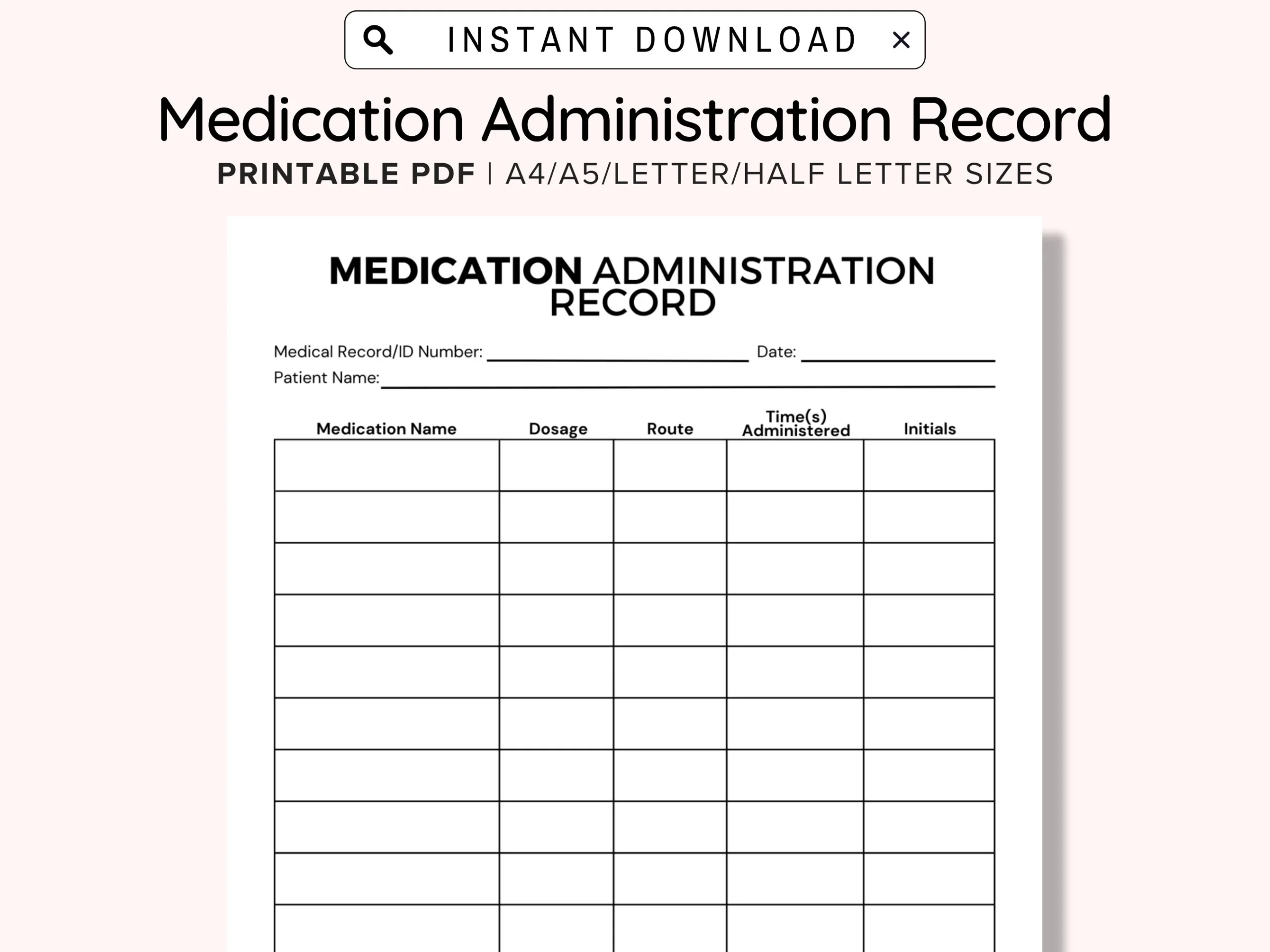 Printable Medication Administration Record Template Word