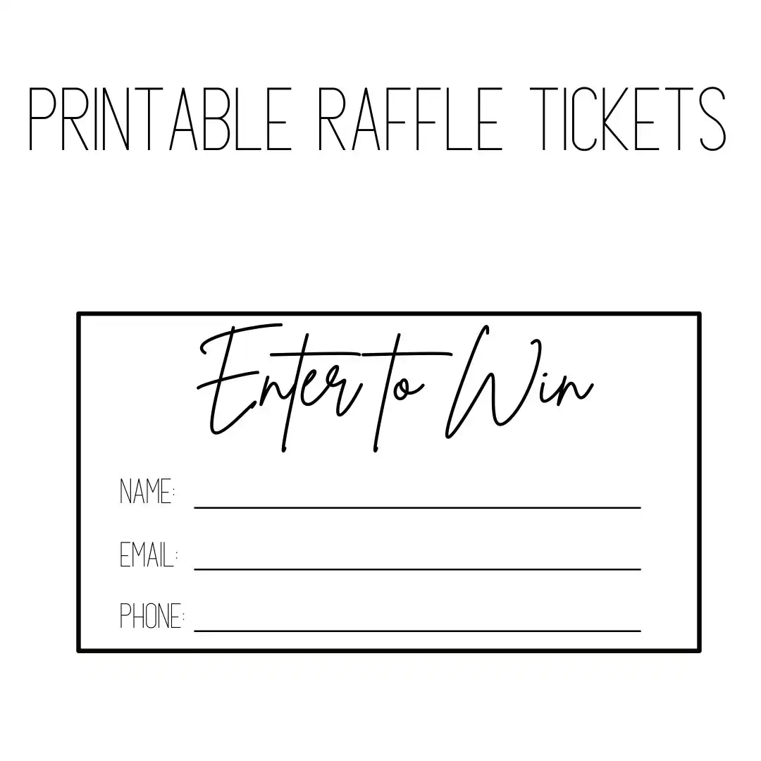 Printable Raffle Ticket Raffle Tickets Printable enter To Win 