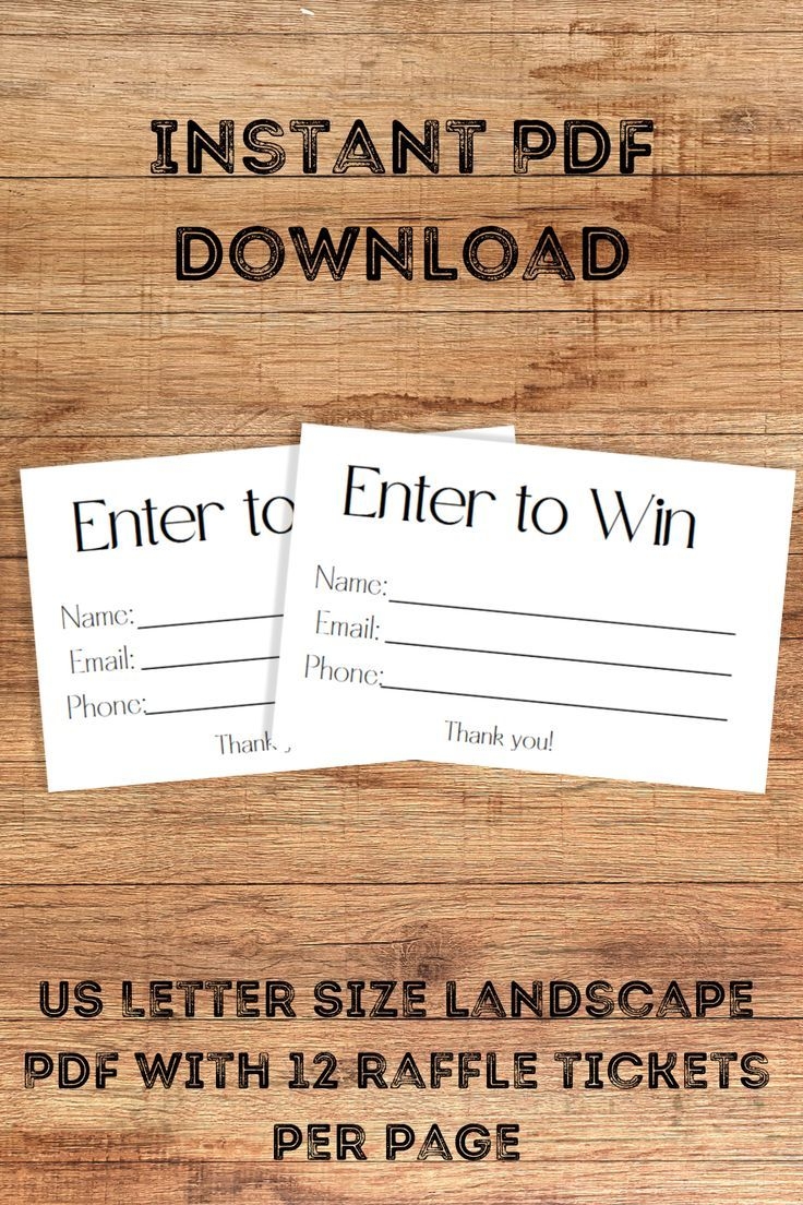 Printable Raffle Tickets Enter To Win Template