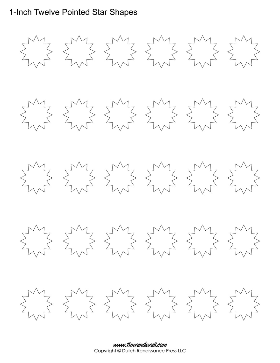 Printable Twelve Pointed Stars Blank 12 Sided Star Printables