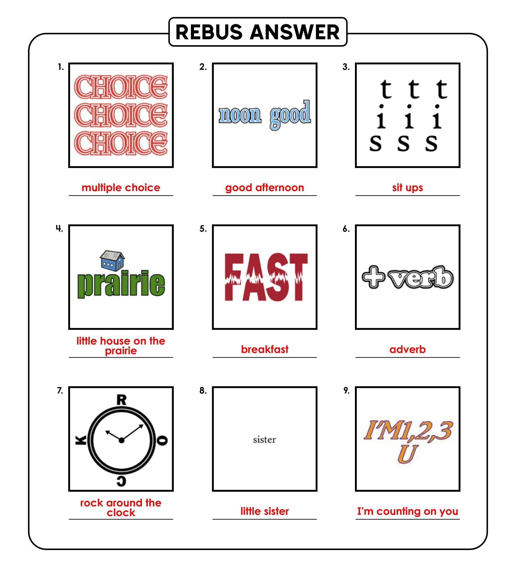 Rebus Puzzles With Answers 20 Free PDF Printables Printablee