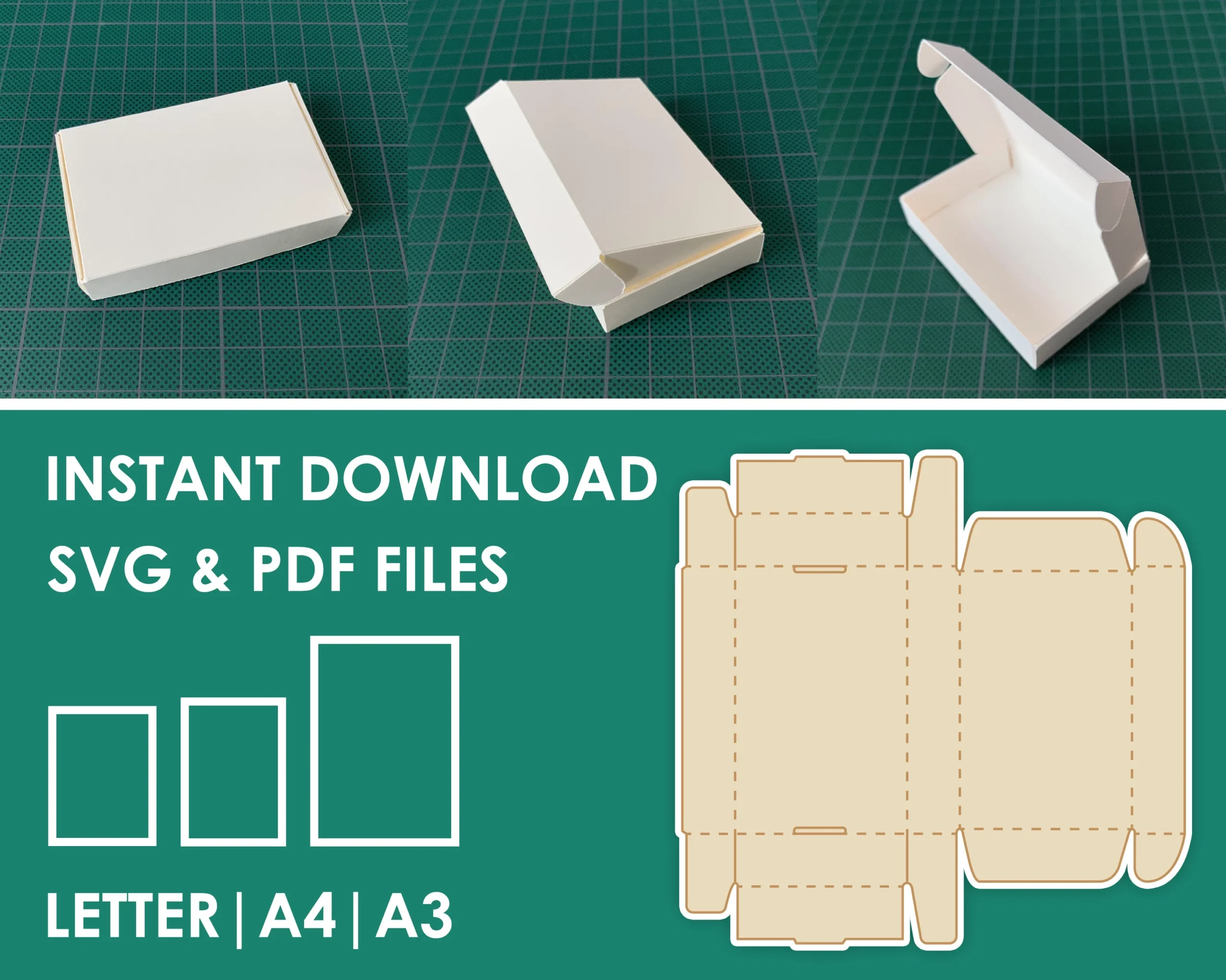 Rectangular Packaging Box Template SVG PDF 8 5x11 A4 A3 Sheet 