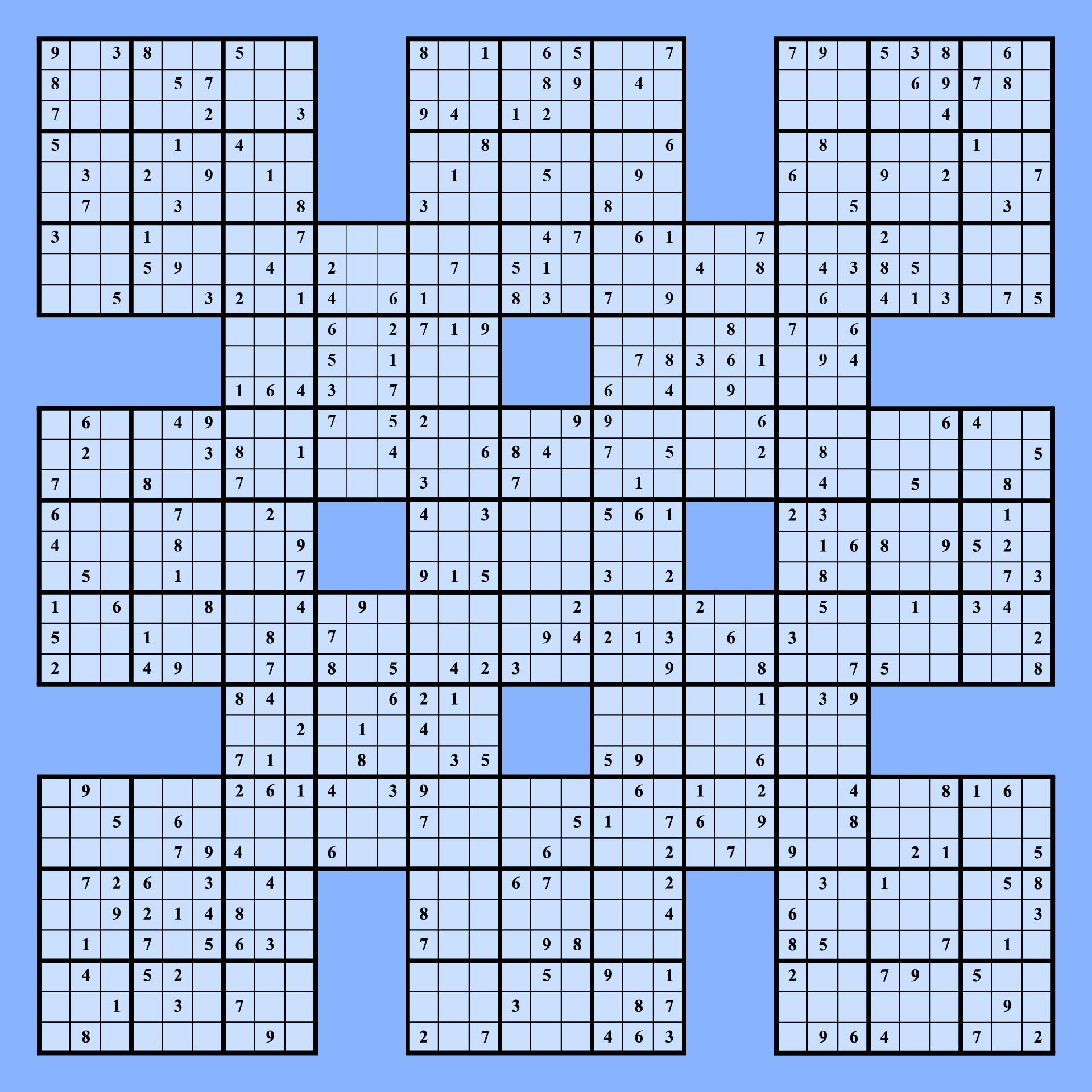 Free Printable Samurai Sudoku Puzzles