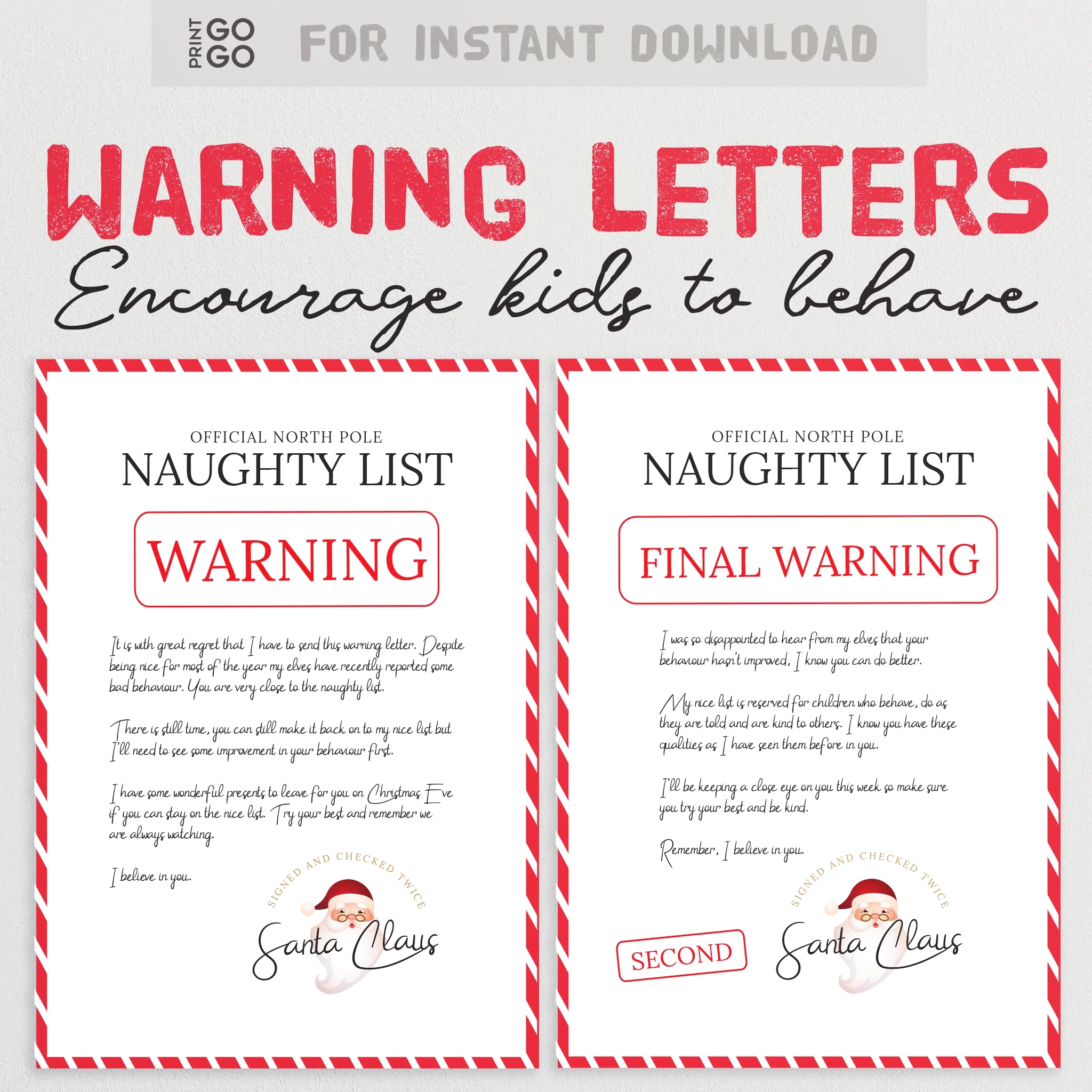Free Printable Warning Letter From Santa Template